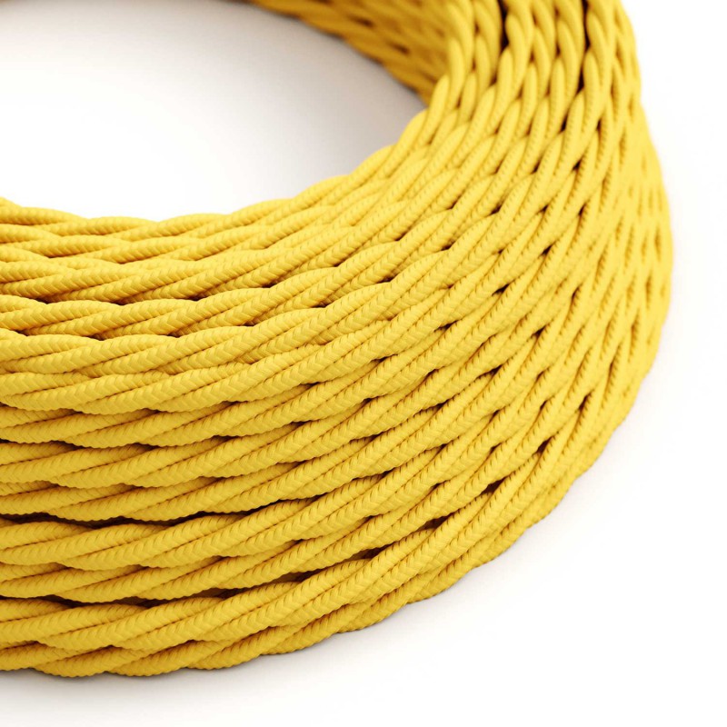 Levně creative cables Splétaný hedvábný textilní elektrický kabel, TM10 žlutý Počet žil: 2x0.75