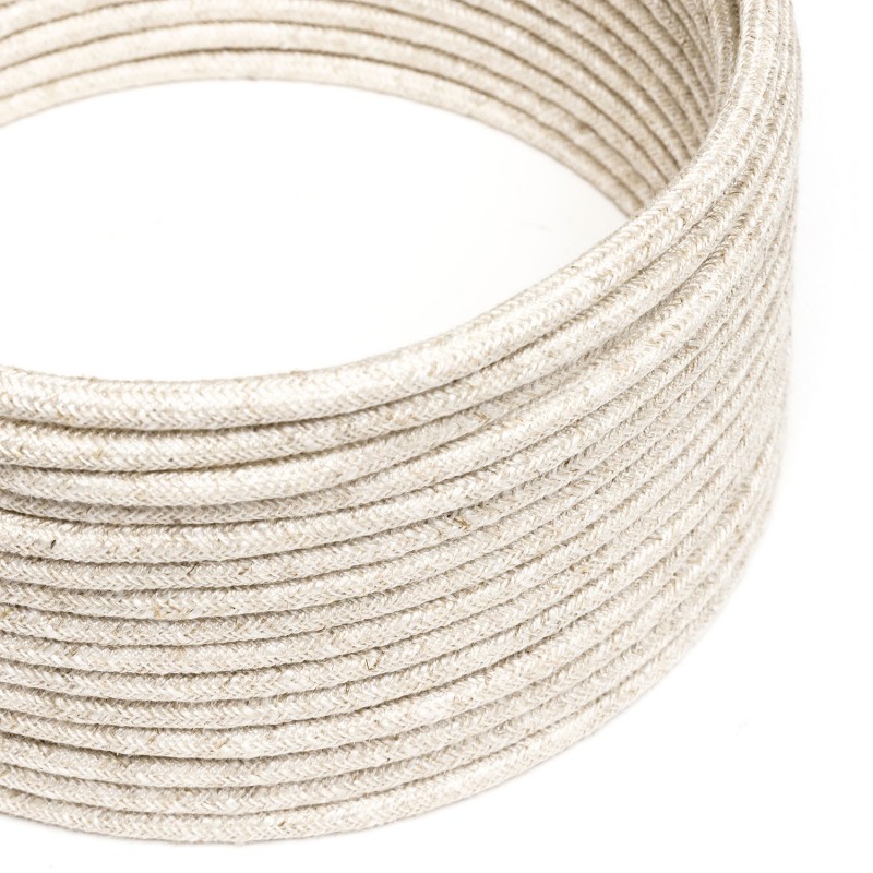 creative cables Lněný textilní elektrický kabel, RN01 přírodní neutrální barvy Počet žil: 3x0.75