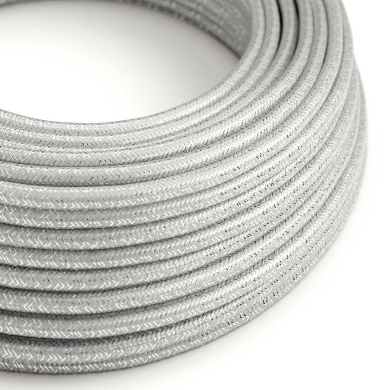 Levně creative cables Hedvábný textilní elektrický kabel - třpytivý efekt - RL02 stříbrný Počet žil: 2x0.75
