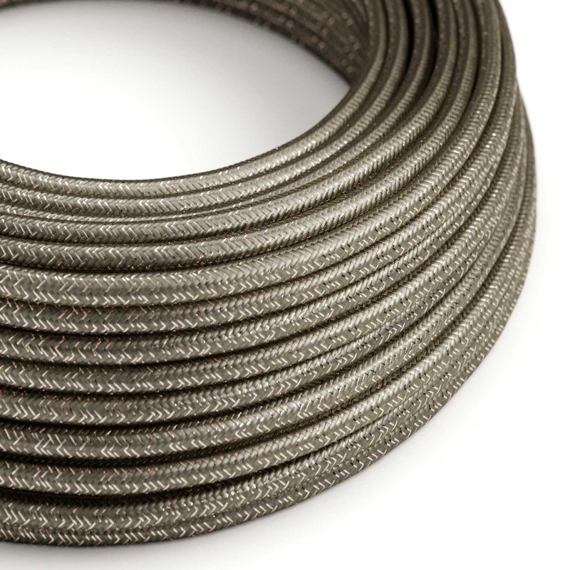 Levně creative cables Hedvábný textilní elektrický kabel - třpytivý efekt - RL03 šedý Počet žil: 2x0.75