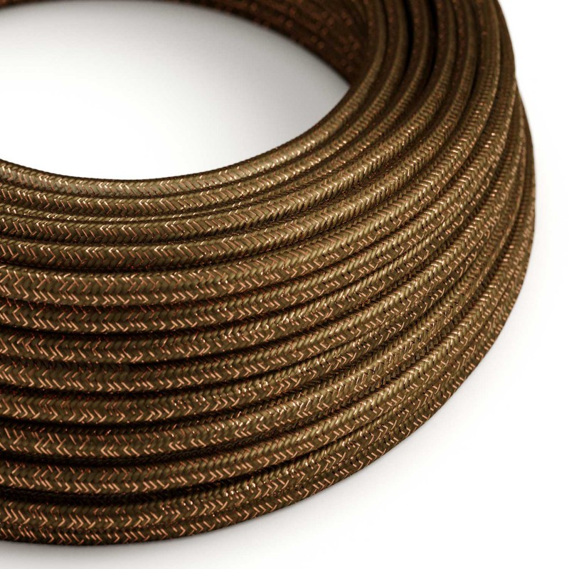 creative cables Hedvábný textilní elektrický kabel - třpytivý efekt - RL13 hnědý Počet žil: 3x0.75