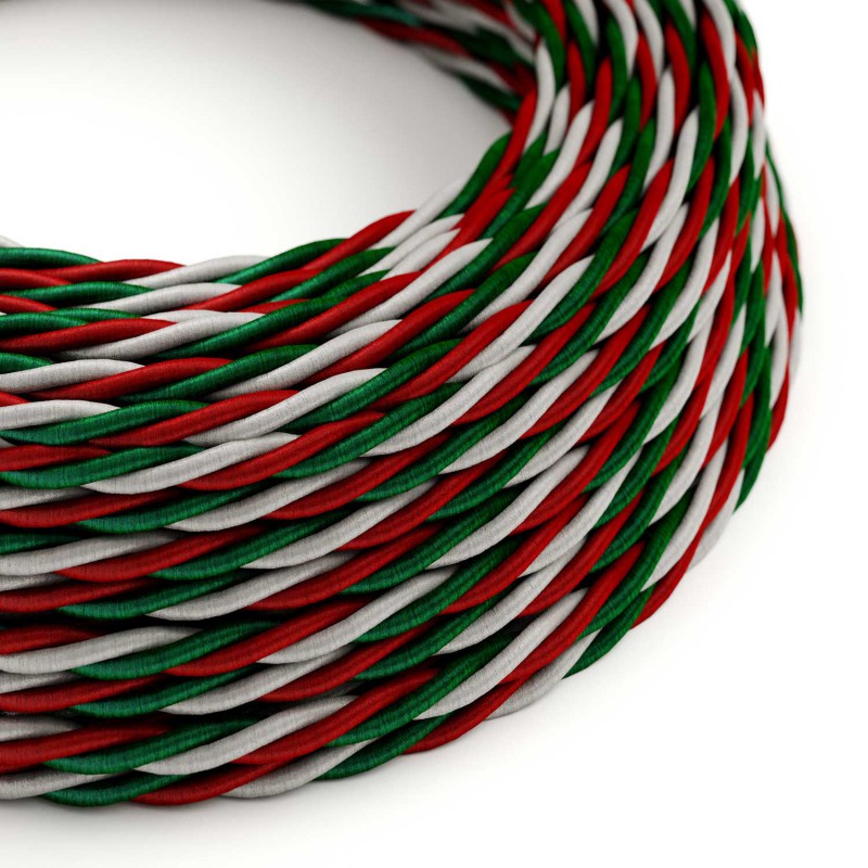 Levně creative cables Splétaný hedvábný textilní elektrický kabel, tříbarevný, "itálie" 3x0.75 Počet žil: 3x0.75