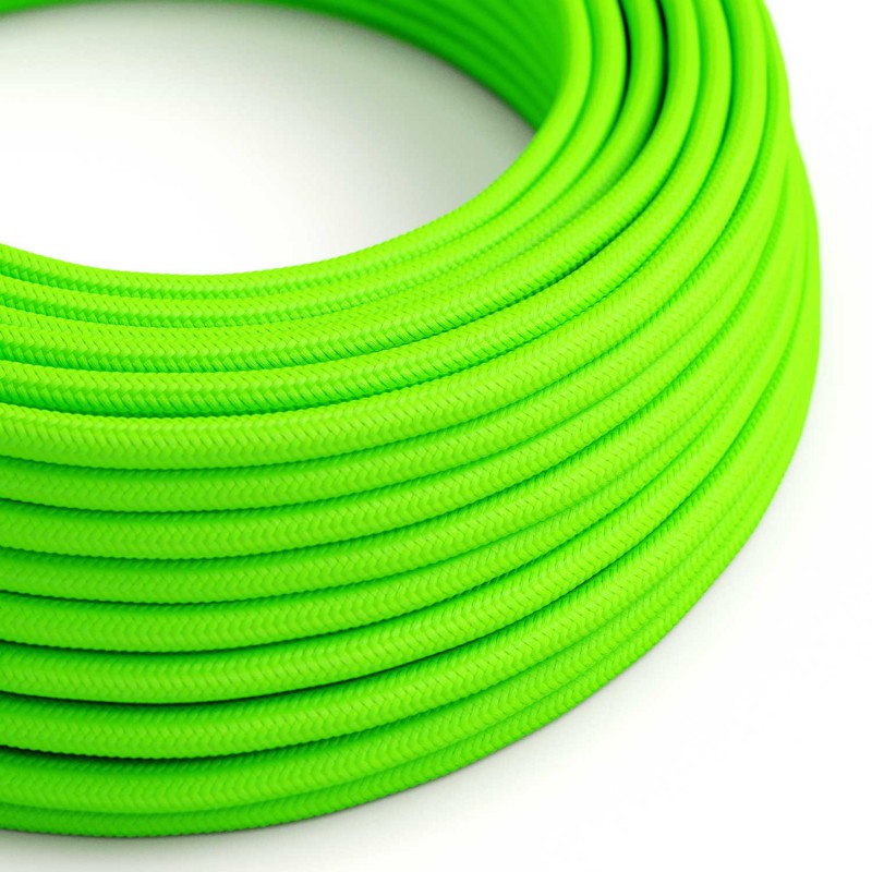 Levně creative cables Hedvábný textilní elektrický kabel, RF06 fluo zelený Počet žil: 2x0.75