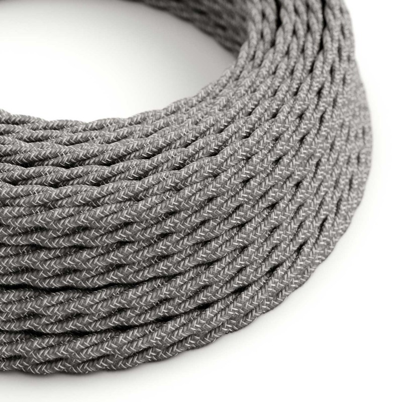 Levně creative cables Splétaný lněný textilní elektrický kabel TN02 přírodní šedé barvy Počet žil: 2x0.75