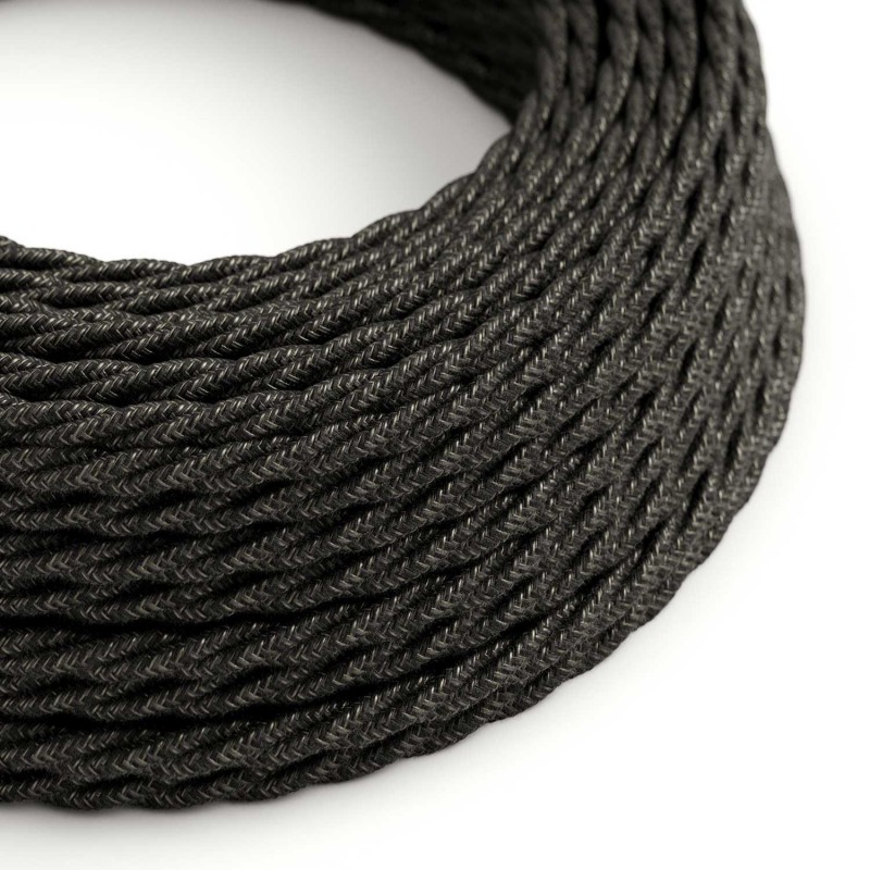 Levně creative cables Splétaný lněný textilní elektrický kabel TN03 přírodní antracitové barvy Počet žil: 2x0.75