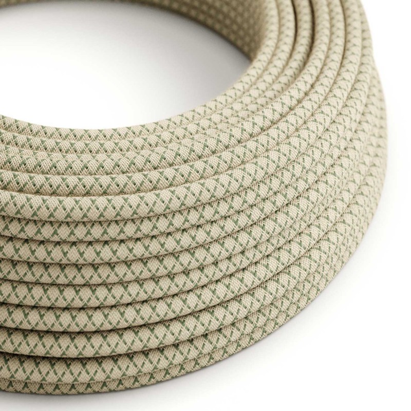 Levně creative cables Textilní elektrický kabel opředený přírodním lnem a bavlnou tymiánové barvy RD62 vzor kosočtverce Počet žil: 2x0.75