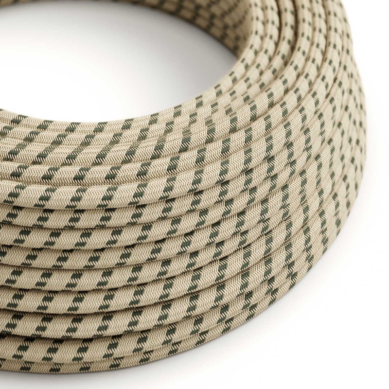 creative cables Textilní elektrický kabel opředený přírodním lnem a bavlnou antracitové barvy RD54 vzor pruhy Počet žil: 2x0.75