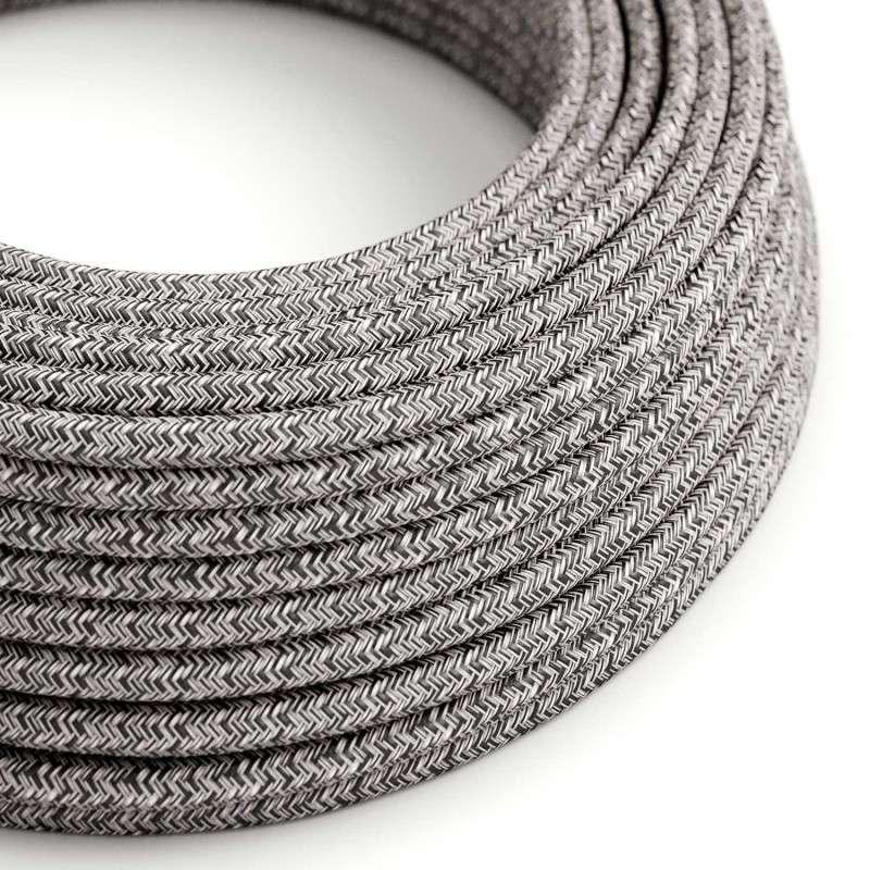 Levně creative cables Textilní elektrický kabel opředený přírodním lnem a bavlnou černé onyxové barvy s jemným třpytivým efektem RS81 Počet žil: 2x0.75