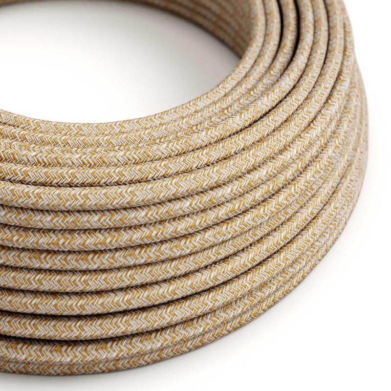 Levně creative cables Textilní elektrický kabel opředený přírodním lnem a bavlnou hnědé barvy s jemným třpytivým efektem RS82 Počet žil: 2x0.75