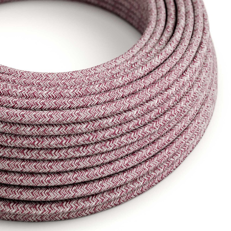 Levně creative cables Textilní elektrický kabel opředený přírodním lnem a bavlnou bordové barvy s jemným třpytivým efektem RS83 Počet žil: 2x0.75