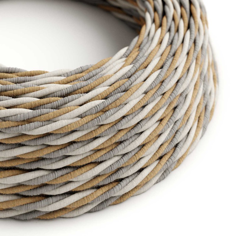 Levně creative cables Splétaný textilní elektrický kabel opředený bavlnou, jutou a lnem TN07 "country" 3x0.75 Počet žil: 3x0.75