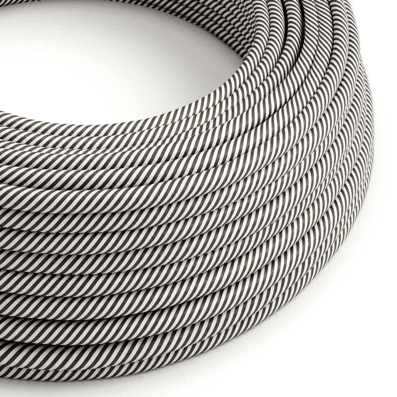 Levně creative cables Textilní elektrický HD kabel s tenkými pruhy vertigo ERM37 - bílá a břidlicová Počet žil: 2x0.75