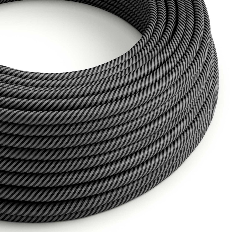 Levně creative cables Textilní elektrický HD kabel s tenkými pruhy vertigo ERM38 - grafit a černá Počet žil: 2x0.75