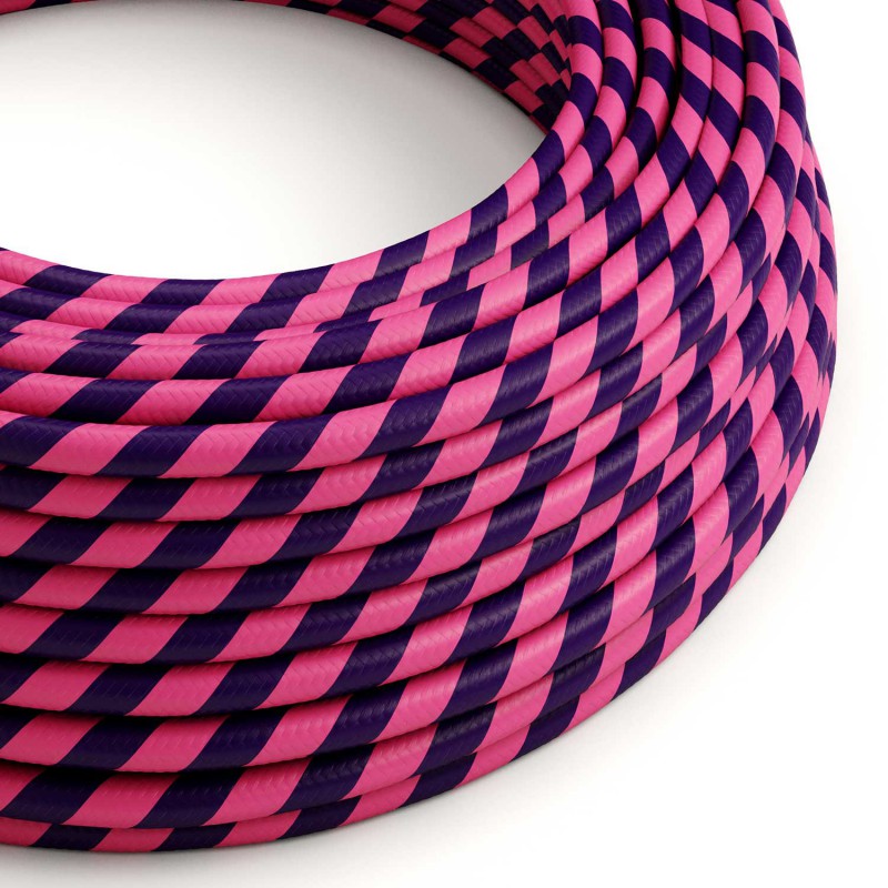 creative cables Textilní elektrický HD kabel s pruhy vertigo ERM41 cheshire - růžová a tmavě modrá Počet žil: 2x0.75