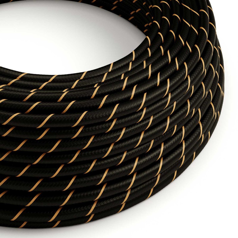 Levně creative cables Textilní elektrický HD kabel s pruhy vertigo ERM42 - černá a zlatá Počet žil: 2x0.75