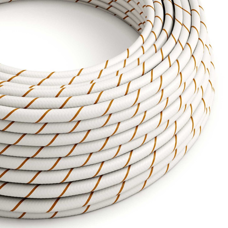 creative cables Textilní elektrický HD kabel s pruhy vertigo ERM43 - bílá a hnědá Počet žil: 2x0.75