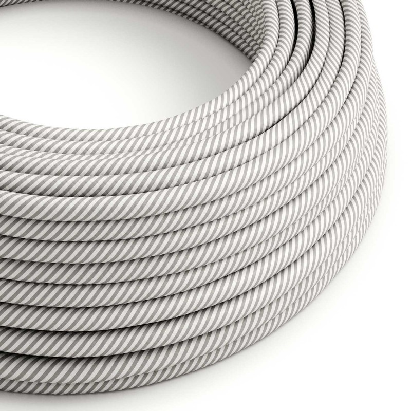 Levně creative cables Textilní elektrický HD kabel s pruhy vertigo ERM46 - bílá a hliníková Počet žil: 2x0.75