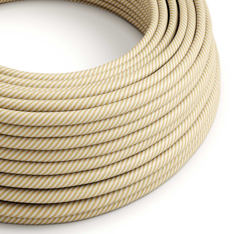 Levně creative cables Textilní elektrický HD kabel s pruhy vertigo ERM53 - krémová a oříšková Počet žil: 2x0.75