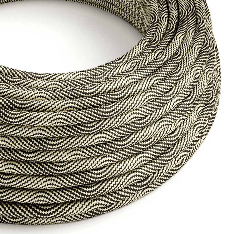 creative cables Textilní elektrický HD kabel se vzorem optical vertigo ERM65 - černá a zlatá Počet žil: 2x0.75