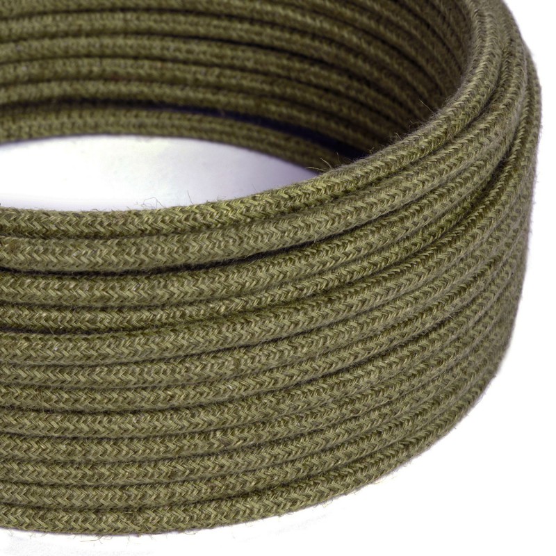 Levně creative cables Kulatý textilní elektrický kabel opletený jutou RN26 khaki Počet žil: 2x0.75