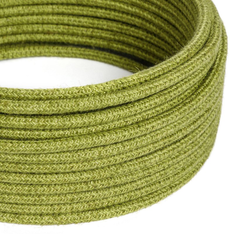 Levně creative cables Kulatý textilní elektrický kabel opletený jutou RN23 zelený Počet žil: 2x0.75