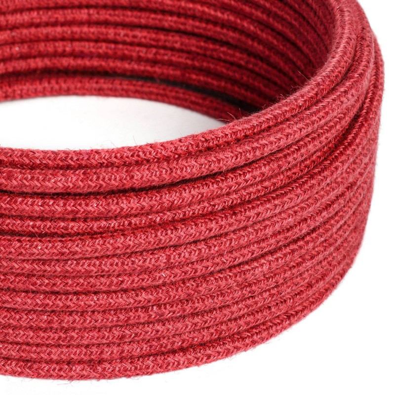 Levně creative cables Kulatý textilní elektrický kabel opletený jutou RN24 třešňově červený Počet žil: 2x0.75