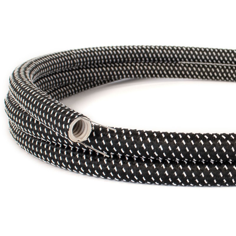 creative cables Creative-tube - ohebná trubice potažená hedvábnou textilií černo-bílou s 3D efektem star RT41, průměr 20 mm