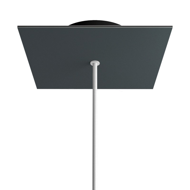 creative cables Čtvercový stropní baldachýn ROSE ONE, 200 mm, 1 otvor a 4 boční otvory Barva komponentu: Antracit, Barva montury: Černá