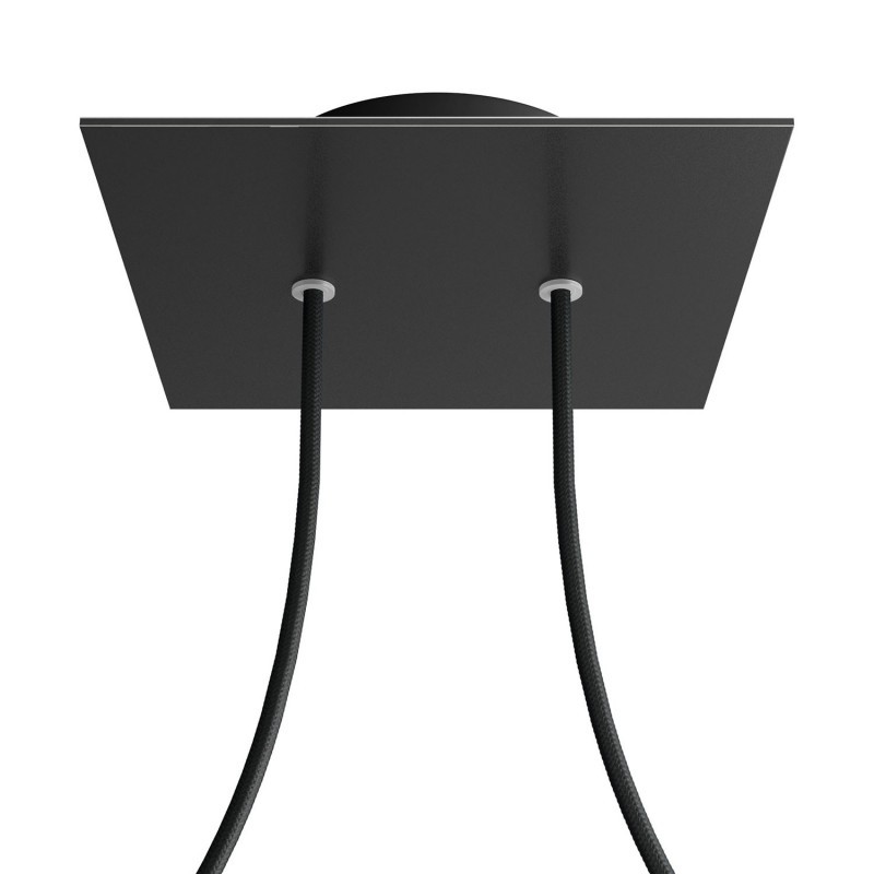 Levně creative cables Čtvercový stropní baldachýn ROSE ONE, 200 mm, 2 otvory a 4 boční otvory Barva komponentu: Matná černá, Barva montury: Černá