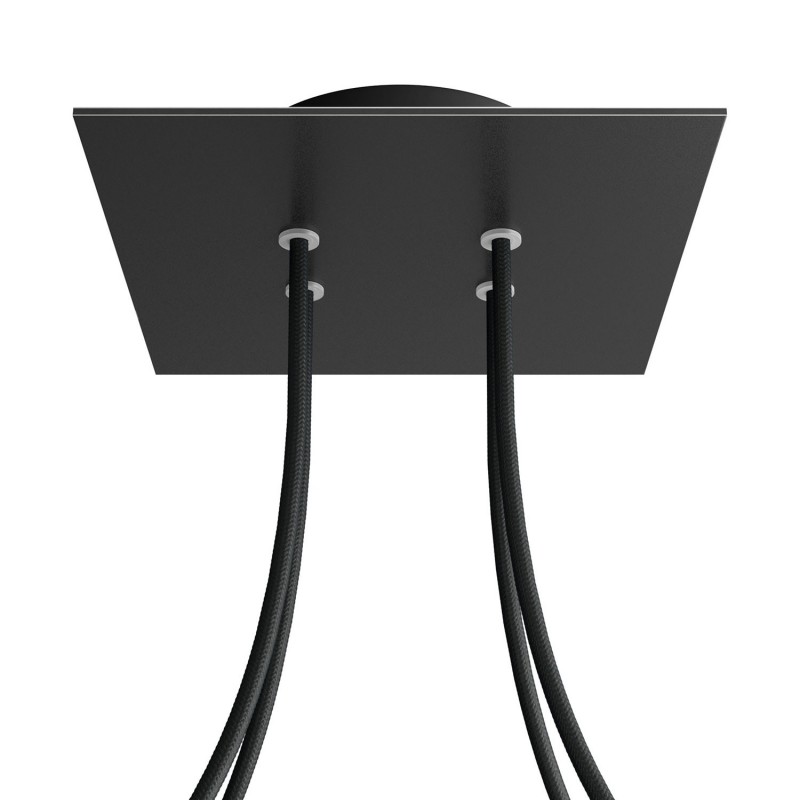Levně creative cables Čtvercový stropní baldachýn ROSE ONE, 200 mm, 4 otvory a 4 boční otvory Barva komponentu: Matná černá, Barva montury: Černá