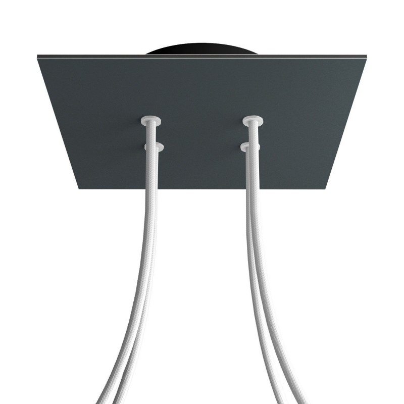 Levně creative cables Čtvercový stropní baldachýn ROSE ONE, 200 mm, 4 otvory a 4 boční otvory Barva komponentu: Antracit, Barva montury: Černá