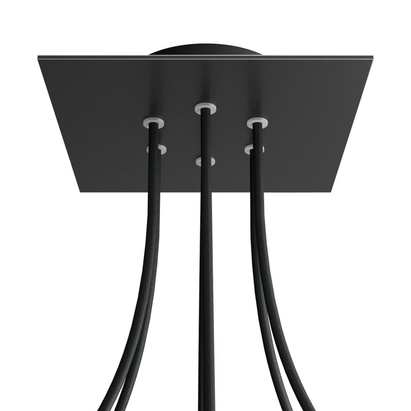 Levně creative cables Čtvercový stropní baldachýn ROSE ONE, 200 mm, 6 otvorů a 4 boční otvory Barva komponentu: Matná černá, Barva montury: Černá