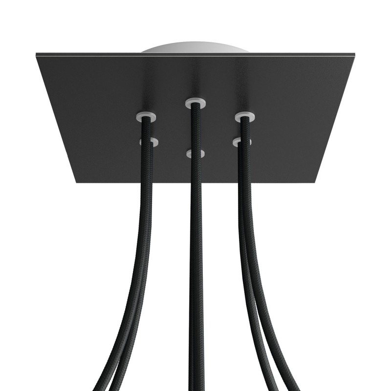 Levně creative cables Čtvercový stropní baldachýn ROSE ONE, 200 mm, 6 otvorů a 4 boční otvory Barva komponentu: Matná černá, Barva montury: Bílá