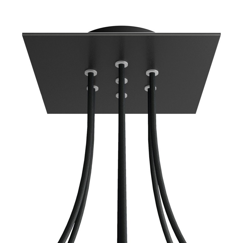 Levně creative cables Čtvercový stropní baldachýn ROSE ONE, 200 mm, 7 otvorů a 4 boční otvory Barva komponentu: Matná černá, Barva montury: Černá