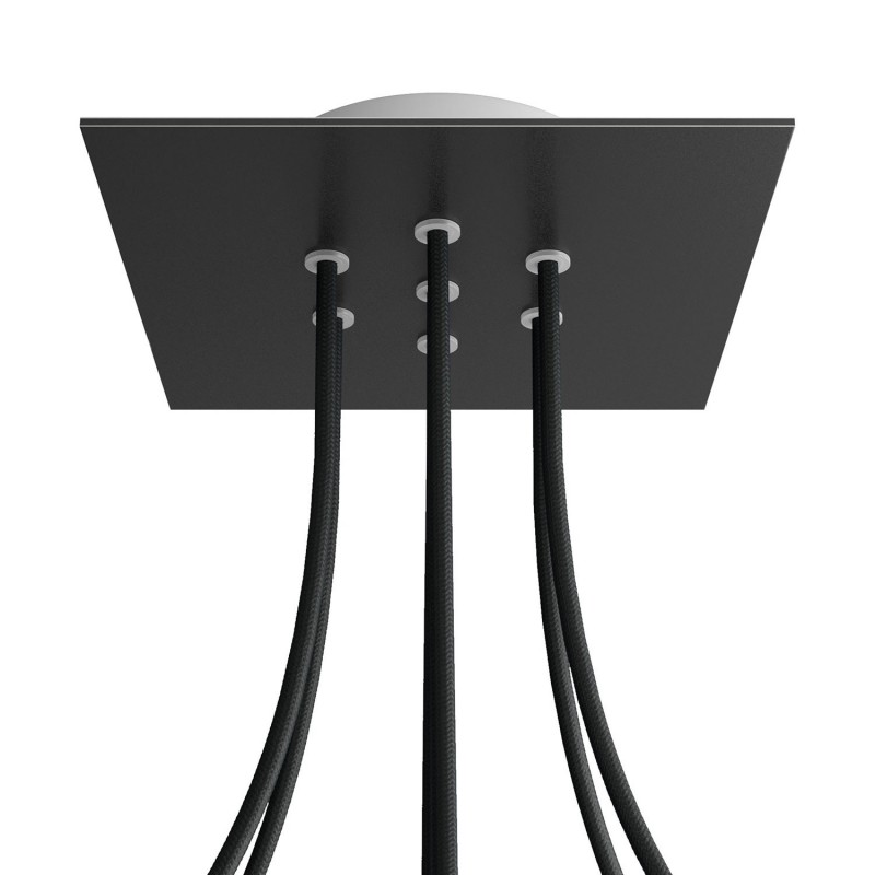 Levně creative cables Čtvercový stropní baldachýn ROSE ONE, 200 mm, 7 otvorů a 4 boční otvory Barva komponentu: Matná černá, Barva montury: Bílá