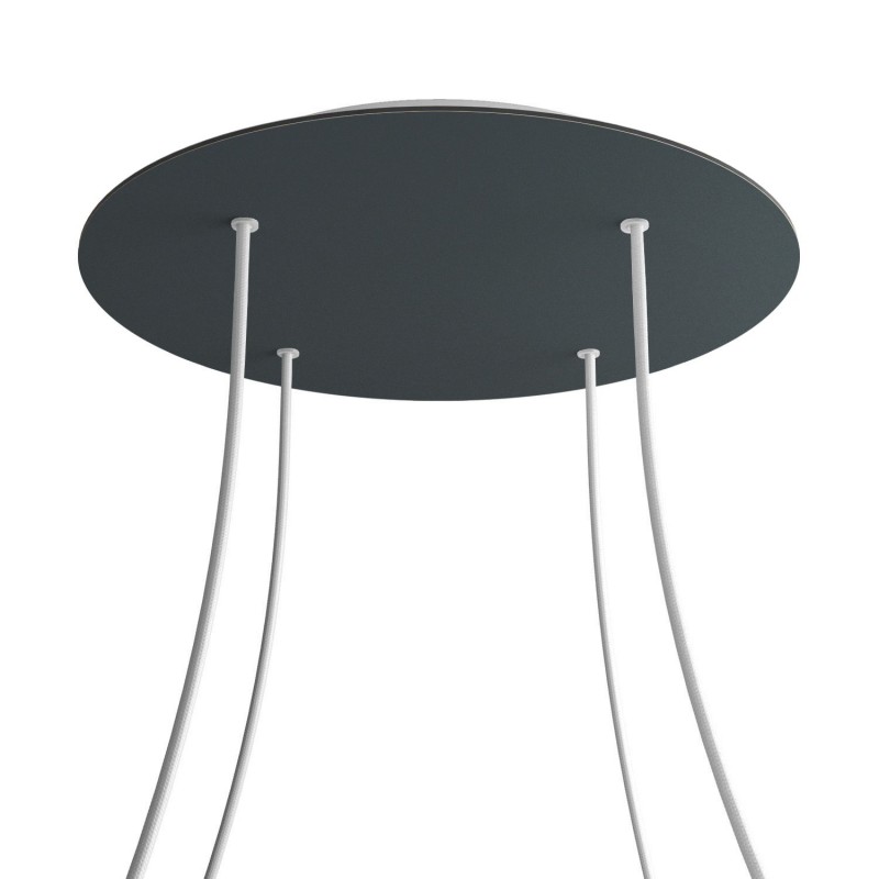 creative cables Kruhový stropní baldachýn ROSE ONE, 400 mm, 4 otvory a 4 boční otvory Barva komponentu: Antracit, Barva montury: Bílá