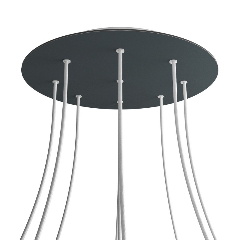 Levně creative cables Kruhový stropní baldachýn ROSE ONE, 400 mm, 9 otvorů a 4 boční otvory Barva komponentu: Antracit, Barva montury: Bílá