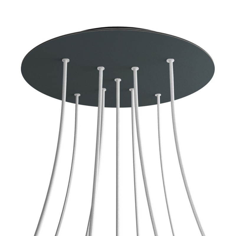 Levně creative cables Kruhový stropní baldachýn ROSE ONE, 400 mm, 9 otvorů a 4 boční otvory - tvar X Barva komponentu: Antracit, Barva montury: Černá