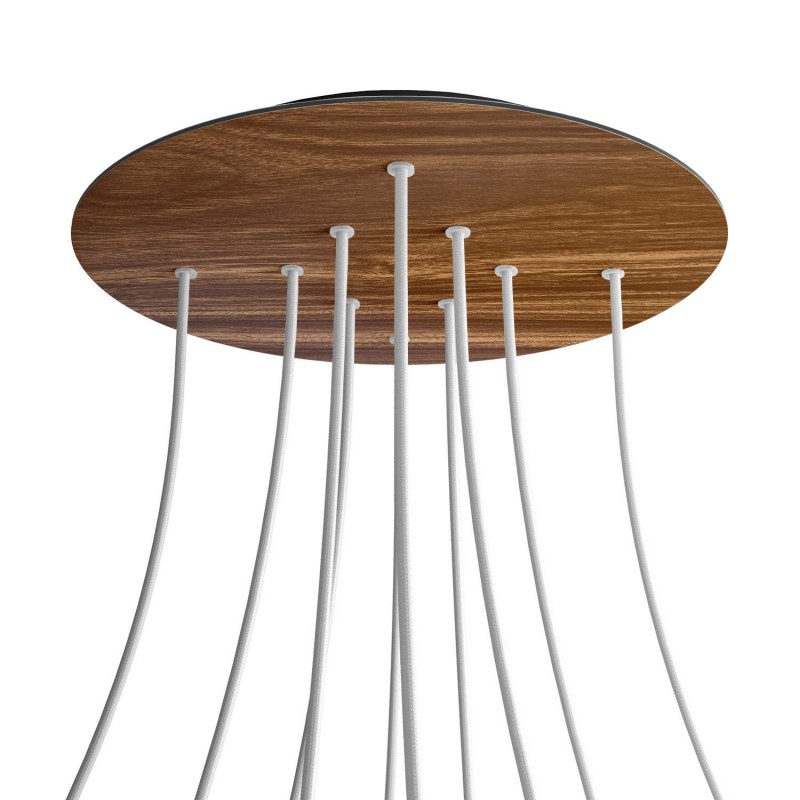 Levně creative cables Kruhový stropní baldachýn ROSE ONE, 400 mm, 10 otvorů a 4 boční otvory Barva komponentu: Dřevo, Barva montury: Černá