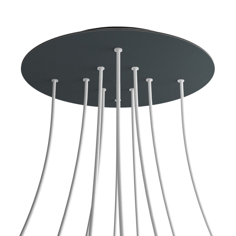 Levně creative cables Kruhový stropní baldachýn ROSE ONE, 400 mm, 10 otvorů a 4 boční otvory Barva komponentu: Antracit, Barva montury: Černá