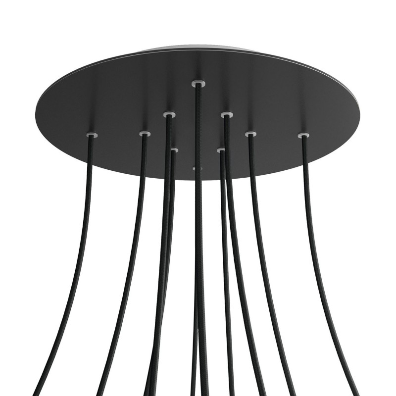 Levně creative cables Kruhový stropní baldachýn ROSE ONE, 400 mm, 10 otvorů a 4 boční otvory Barva komponentu: Matná černá, Barva montury: Bílá
