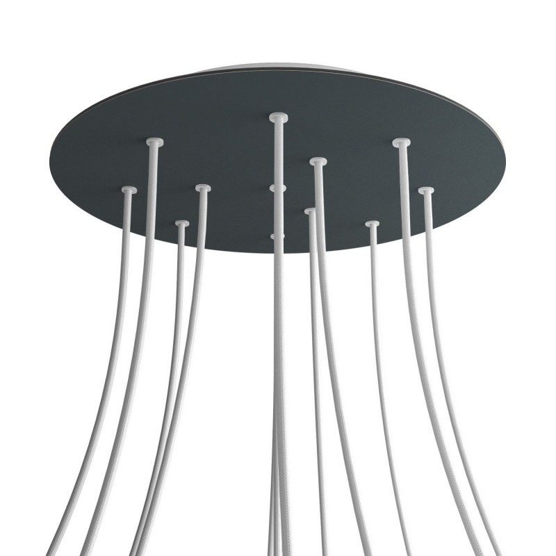 Levně creative cables Kruhový stropní baldachýn ROSE ONE, 400 mm, 12 otvorů a 4 boční otvory Barva komponentu: Antracit, Barva montury: Bílá