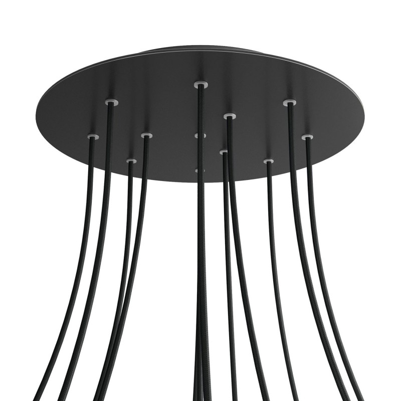 Levně creative cables Kruhový stropní baldachýn ROSE ONE, 400 mm, 12 otvorů a 4 boční otvory Barva komponentu: Matná černá, Barva montury: Černá