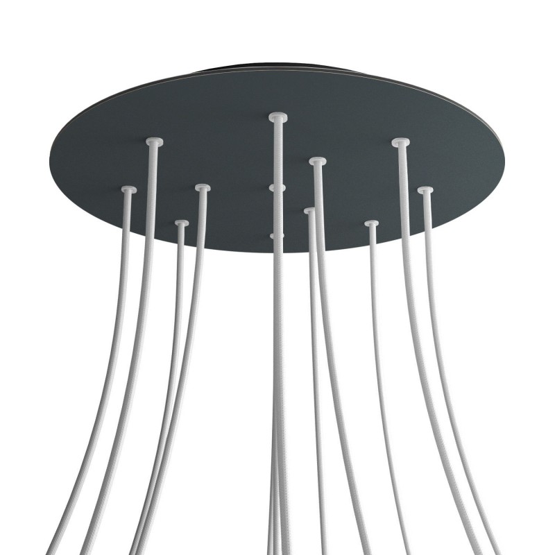 Levně creative cables Kruhový stropní baldachýn ROSE ONE, 400 mm, 12 otvorů a 4 boční otvory Barva komponentu: Antracit, Barva montury: Černá