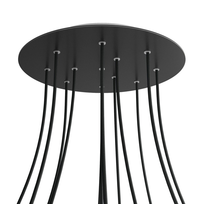 Levně creative cables Kruhový stropní baldachýn ROSE ONE, 400 mm, 12 otvorů a 4 boční otvory Barva komponentu: Matná černá, Barva montury: Bílá