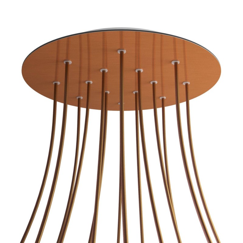 creative cables Kruhový stropní baldachýn ROSE ONE, 400 mm, 14 otvorů a 4 boční otvory Barva komponentu: Hladký měděný dibond, Barva montury: Bílá