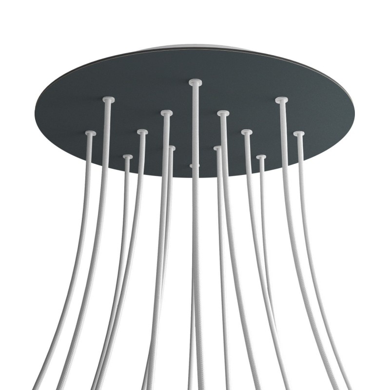 Levně creative cables Kruhový stropní baldachýn ROSE ONE, 400 mm, 14 otvorů a 4 boční otvory Barva komponentu: Antracit, Barva montury: Bílá