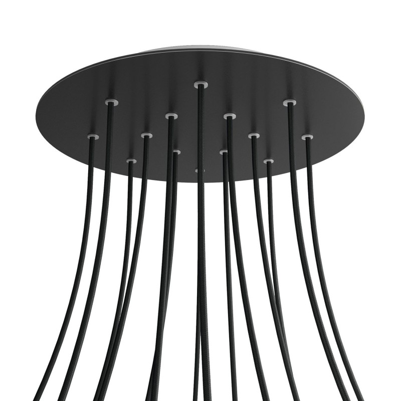 Levně creative cables Kruhový stropní baldachýn ROSE ONE, 400 mm, 14 otvorů a 4 boční otvory Barva komponentu: Matná černá, Barva montury: Bílá