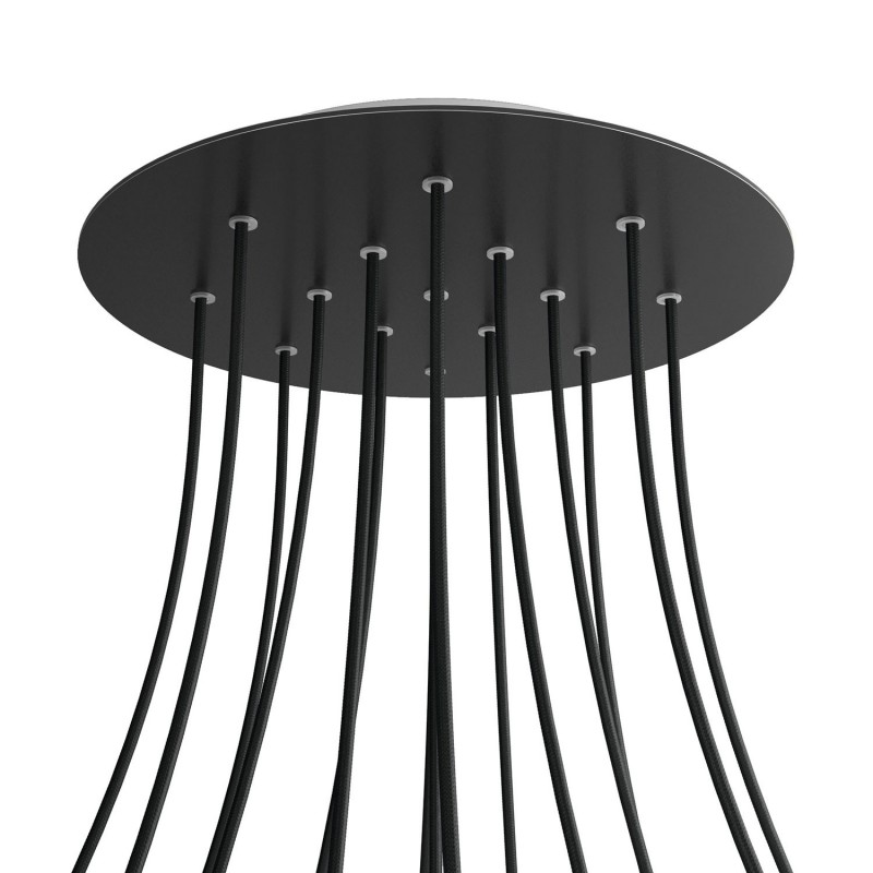 Levně creative cables Kruhový stropní baldachýn ROSE ONE, 400 mm, 15 otvorů a 4 boční otvory Barva komponentu: Matná černá, Barva montury: Bílá