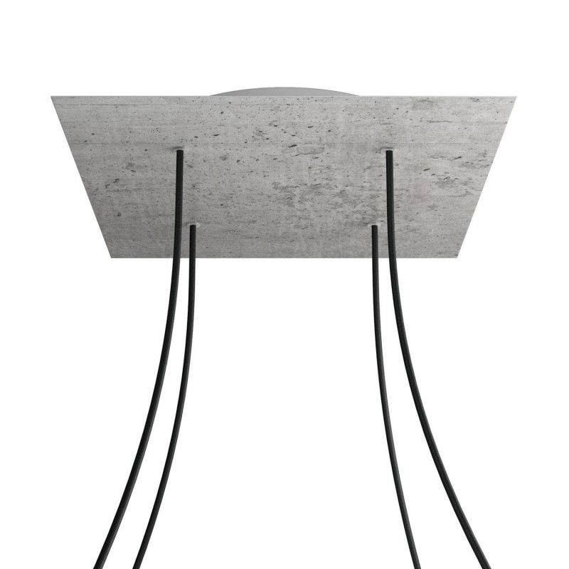 Levně creative cables Čtvercový stropní baldachýn ROSE ONE, 400 mm, 4 otvory a 4 boční otvory Barva komponentu: Beton, Barva montury: Bílá
